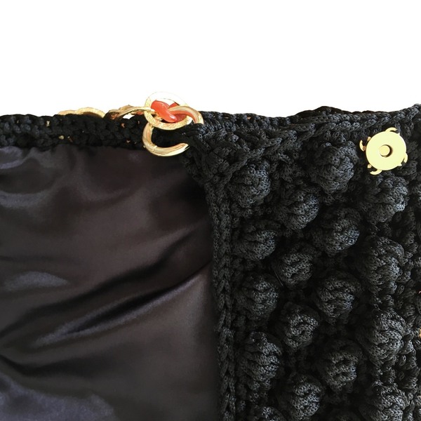 Πλεκτή τσάντα ώμου με αλυσίδα - αλυσίδες, βραδυνά, χιαστί, crochet, πλεκτές τσάντες - 3