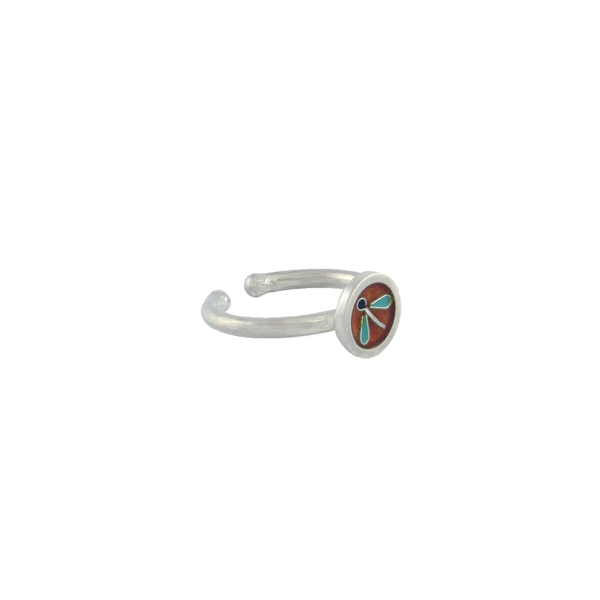 Cloisonne δαχτυλίδι με σμάλτο σε ασήμι 925 λιβελούλα - statement, γυαλί, chevalier, ασήμι 925, επάργυρα, minimal, personalised, boho, αυξομειούμενα - 2
