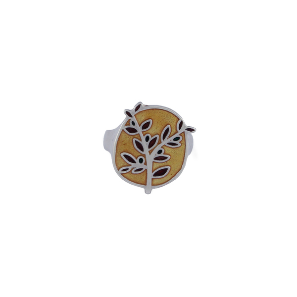 Δαχτυλίδι κλαδί ελιάς με σμάλτο σε ασήμι 925 sterling silver ring olive branch - statement, γυαλί, ασήμι 925, επάργυρα, personalised, boho, ethnic, σταθερά, σταθερά, μεγάλα - 2