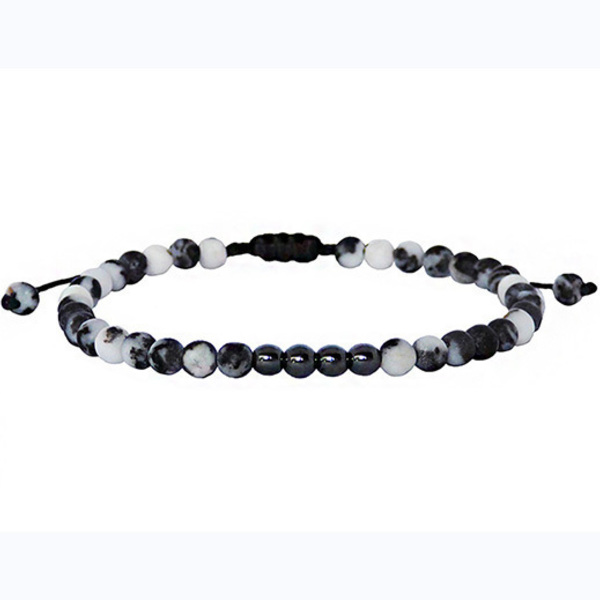 Ανδρικό βραχιόλι Jasper zebra 04 & Hematite silver 04 - ανδρικά, αντρικά βραχόλια, αιματίτης, ημιπολύτιμες πέτρες, bracelet, χάντρες, ανδρικά βραχιόλια, βραχιόλια