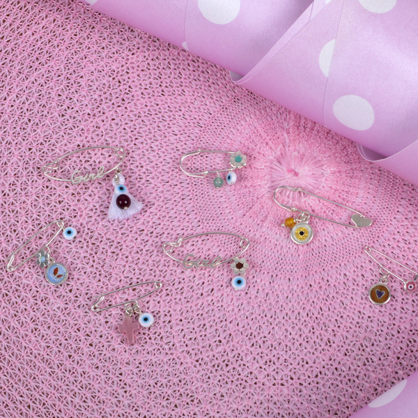 Παραμάνα μπεμπέ σε ασήμι 925 ροζ σταυρός ματάκι - κορίτσι, βρεφικά - 3