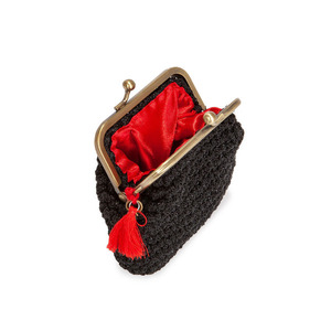 Πορτοφολάκια πλεκτά με κόκκινες φουντίτσες. - πλεκτό, crochet, χειροποίητα, elegant, unique - 2