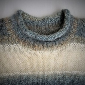 Χειροποίητο πουλόβερ από μοχέρ ολόμαλλα νήματα σε neutral χρώματα. - μακρυμάνικες - 3