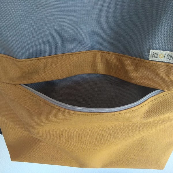 Σακίδιο πλάτης - Alaesa Backpack in grey-mustard - ύφασμα, αδιάβροχο, πλάτης, σακίδια πλάτης, μεγάλες, all day, minimal, δώρα για γυναίκες, φθηνές - 3