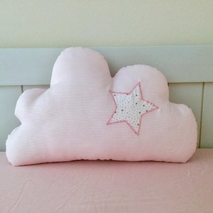 Μαξιλάρι συννεφάκι με σχέδιο αστέρι - κορίτσι, δώρο, δώρα για βάπτιση, συννεφάκι, παιδικό δωμάτιο, παιδική διακόσμηση, μαξιλάρια