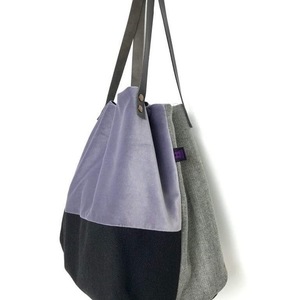 Χειροποίητη τσάντα ώμου oversized διπλής όψης purple - ώμου, χειροποίητα, must αξεσουάρ, must have, διπλής όψης, accessories, βελούδο