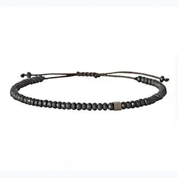 Ανδρικό βραχιόλι cube Hematite grey mat - βραχιόλια, ανδρικά βραχιόλια, δώρα για άντρες, αιματίτης, ημιπολύτιμες πέτρες