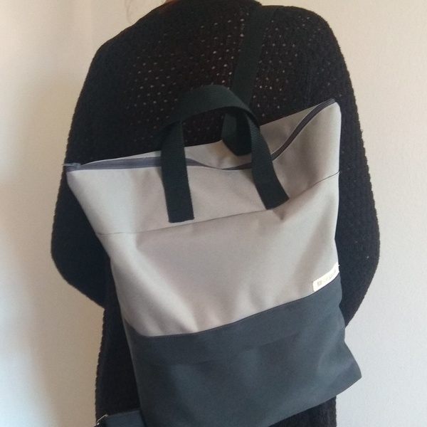 Σακίδιο πλάτης - Alaesa Backpack in grey- charcoal - ύφασμα, πλάτης, σακίδια πλάτης, μεγάλες, καθημερινό, all day, minimal, unisex, unisex gifts, φθηνές - 3