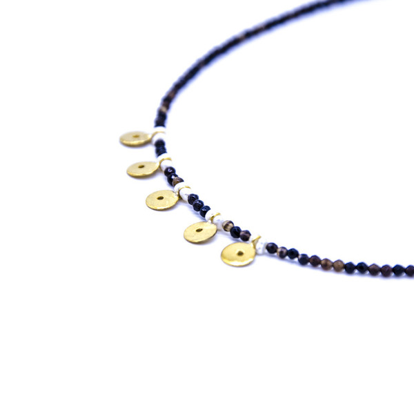 ''Golden circles'' necklace - ασήμι, κλασσικό, μαργαριτάρι, χειροποίητα, κοντά, κομψό, επιχρυσωμένο στοιχείο - 2