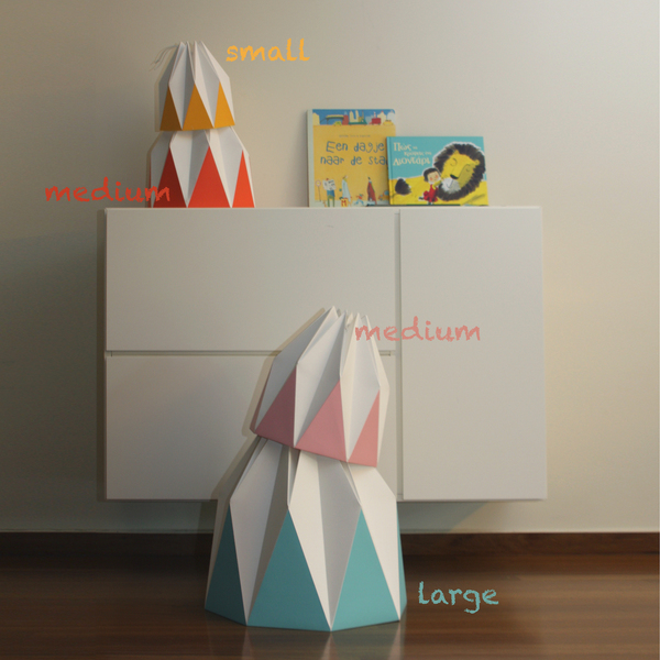 χάρτινο καπέλο λάμπας origami large b - χαρτί, γεωμετρικά σχέδια, για παιδιά, οροφής - 5