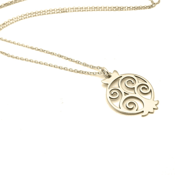 Κολιέ Ρόδι Γούρι με Αλυσίδα Ασήμι 925 - ασήμι, charms, κοντά, ρόδι, δώρα για γυναίκες - 5