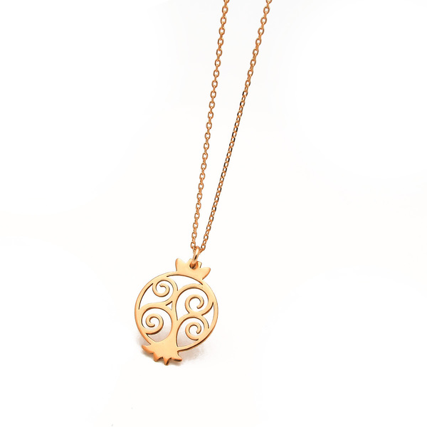 Κολιέ Ρόδι Γούρι με Αλυσίδα Ασήμι 925 - ασήμι, charms, κοντά, ρόδι, δώρα για γυναίκες - 2