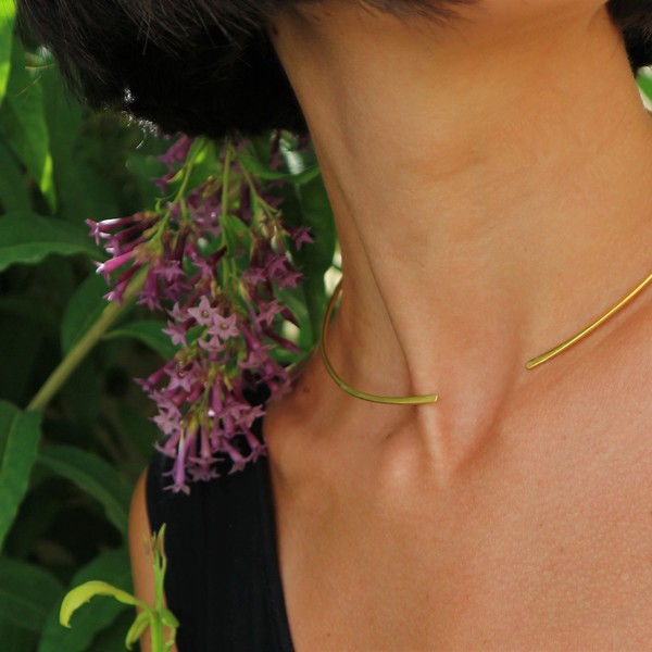 Forsythia necklace. - ασήμι, επιχρυσωμένα, κοντά - 4