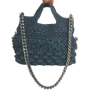 "Poly" shopping bag - Μ / blue / - ώμου, πλεκτές τσάντες