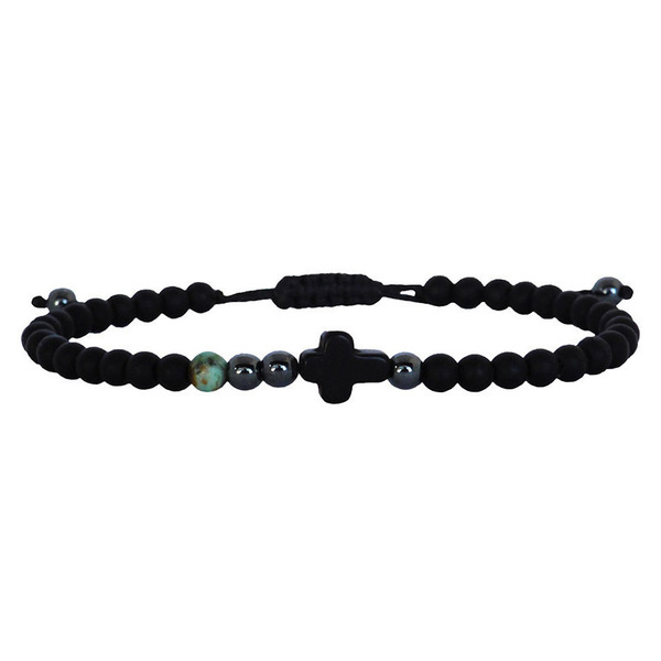 Ανδρικό βραχιόλι Cross T Magnesite black - βραχιόλια, σταυρός, δώρα για άντρες, ημιπολύτιμες πέτρες