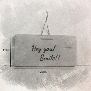 Μικρός ξύλινος πίνακας "Hey you! Smile!!" - ξύλο, πίνακες & κάδρα, κρεμαστά - 4