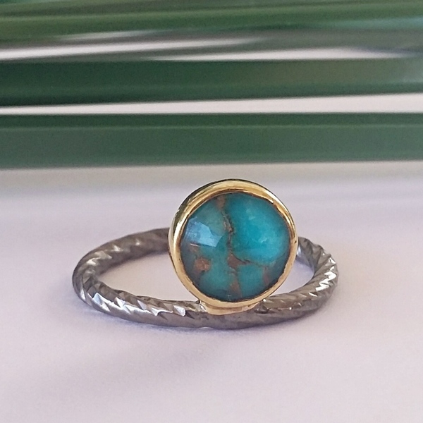 Mini Blue Stone Ring-Χειροποίητο Βεράκι από ασήμι με Ντουμπλέτα - επιχρυσωμένα, ασήμι 925, σταθερά - 4