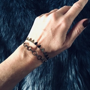 Black round chain minimal bracelet - αλυσίδες, γυναικεία, minimal, σταθερά, επιροδιωμένα - 2