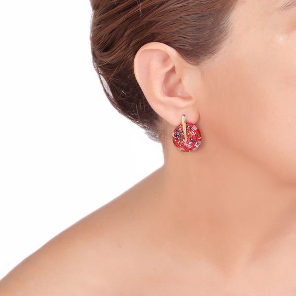 ΒΟΗΟ σκουλαρίκια από υφαντό κορδόνι - ορείχαλκος, κρεμαστά, faux bijoux, πλεκτά - 2