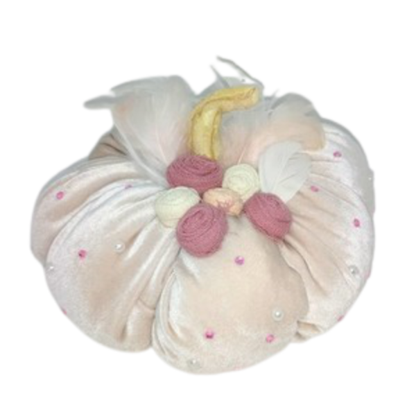 Oversize pumpkin - λουλούδια, βελούδο, χειροποίητα, κολοκύθα, γούρια - 3