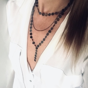 Layer black chain necklace - μοντέρνο, γυναικεία, κοντό, κοντά, layering