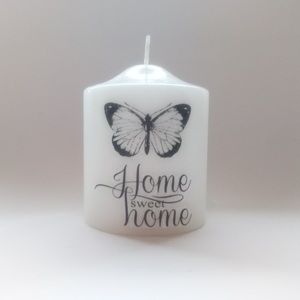 Διακοσμητικό Λευκό Κερί με Πεταλούδα - Home Sweet Home - πεταλούδα, κερί, διακοσμητικά - 4