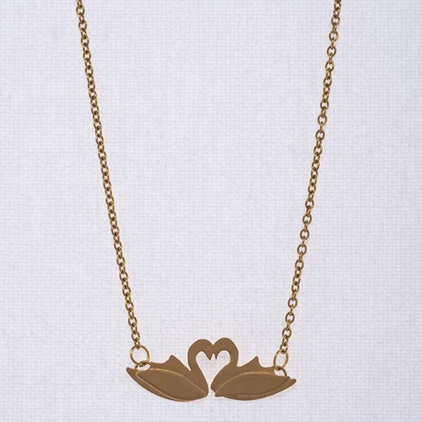 Κολιέ κύκνος χρυσό (Love swan pendant ) - ασήμι, επιχρυσωμένα, κοντά, μπρούντζος