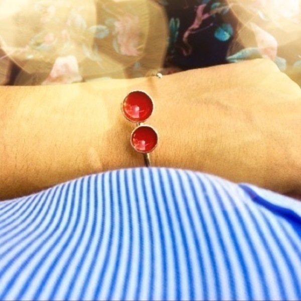 Βραχιόλι κόκκινο, ασήμι 925 (red sterling silver bracelet) - ασήμι 925, επάργυρα, boho, χεριού, χειροπέδες, αυξομειούμενα - 3