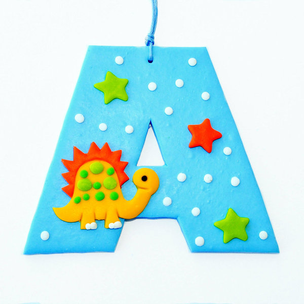 Γράμματα με δεινόσαυρους - αγόρι, χειροποίητα, personalised, δώρα για παιδιά, polymer clay