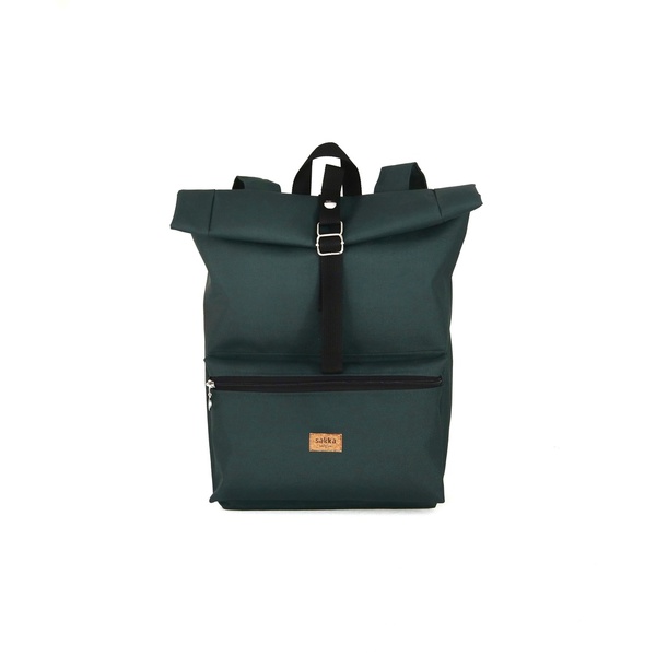 Πράσινο Σκούρο Σακίδιο Πλάτης // Roll top Backpack - πλάτης, σακίδια πλάτης, χειροποίητα, all day