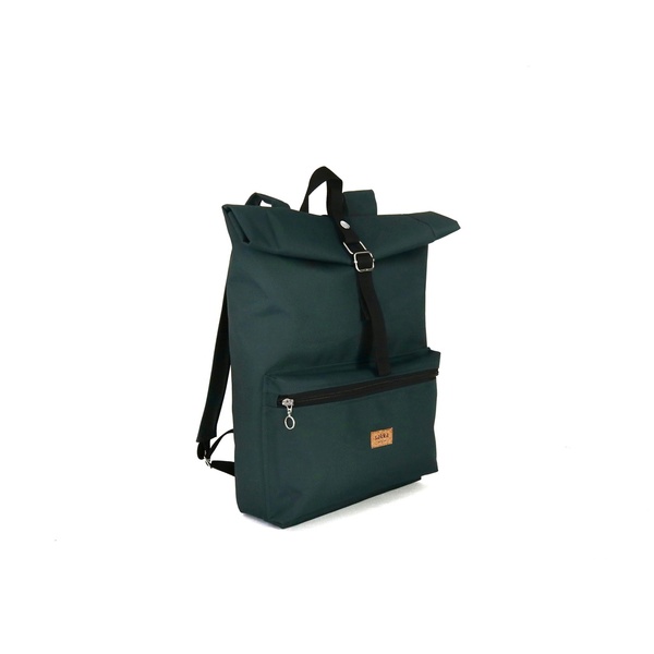 Πράσινο Σκούρο Σακίδιο Πλάτης // Roll top Backpack - πλάτης, σακίδια πλάτης, χειροποίητα, all day - 2