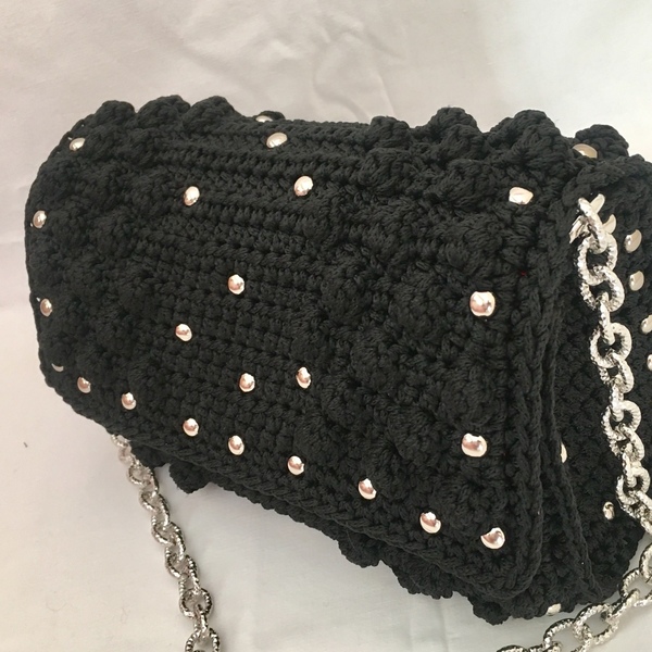 Bobble bag με τρουκς - ώμου, crochet, πλεκτές τσάντες, μικρές - 3
