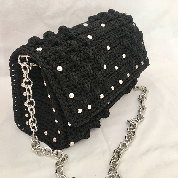 Bobble bag με τρουκς - ώμου, crochet, πλεκτές τσάντες, μικρές - 2