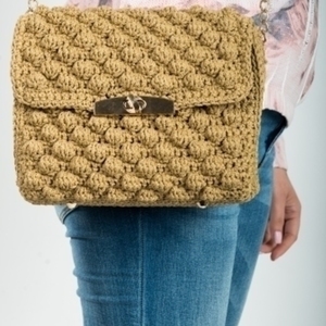 Πλεκτή τσάντα pochette σε σχέδιο bubble - ώμου, crochet, πλεκτές τσάντες, δώρα για γυναίκες, μικρές, μικρές - 5
