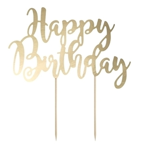 Διακοσμητικό Τούρτας Happy Birthday Gold - διακοσμητικά για τούρτες, είδη για πάρτυ, κορίτσι, διακοσμητικά