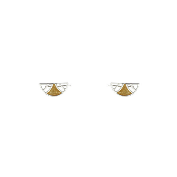Σκουλαρίκια ear climber earrings με μαύρο σμάλτο - ασήμι, γυαλί, επιχρυσωμένα, μικρά, boho - 3