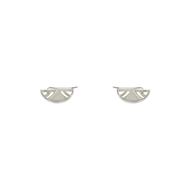Σκουλαρίκια ear climber earrings με μαύρο σμάλτο - ασήμι, γυαλί, επιχρυσωμένα, μικρά, boho - 4