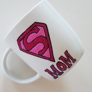 Πορσελάνινη Κούπα Super Mom...Needs Coffee - πορσελάνη, κούπες & φλυτζάνια