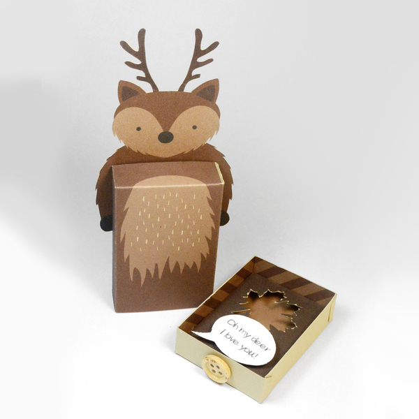 Emotibox 3D ευχητήρια καρτούλα αλεπού, ρακούν ή ελάφι - δώρα γενεθλίων, γενική χρήση - 5