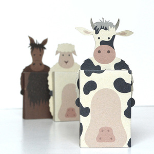 Emotibox 3D ευχητήρια καρτούλα ζωάκι αγελάδα, άλογο ή πρόβατο - δώρα γενεθλίων, γενική χρήση, δώρο έκπληξη