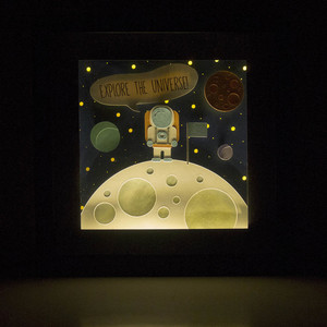 Φωτειζόμενο κάδρο αστροναύτης - πίνακες & κάδρα, φεγγάρι, δώρα γενεθλίων, διάστημα - 2