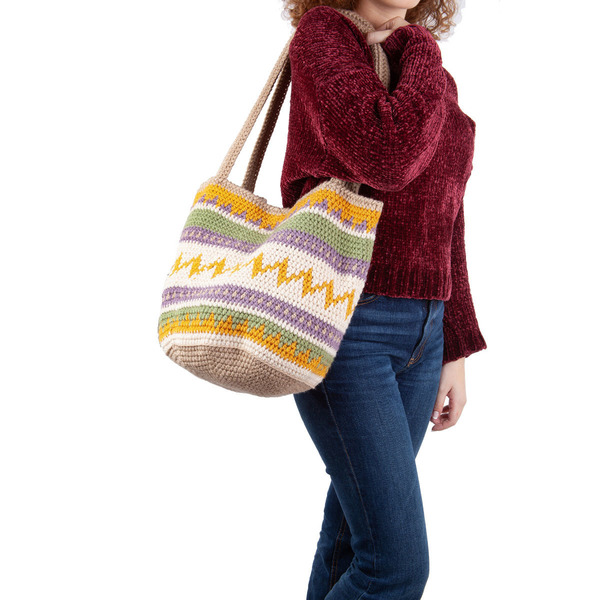 Τσάντα πλεκτή ώμου εκρού για τον χειμωνα - ώμου, crochet, must αξεσουάρ, πλεκτές τσάντες - 3