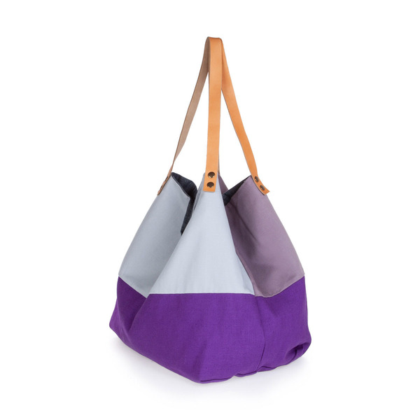 Χειροποίητη τσάντα ώμου oversized διπλής όψης purple - δέρμα, ώμου, διπλής όψης