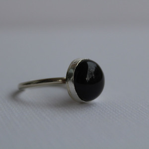 A bl black agate ring round - ασήμι, ημιπολύτιμες πέτρες, αχάτης, αυξομειούμενα