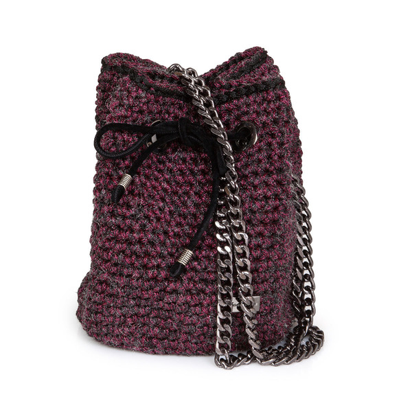 Τσάντα πουγκί με αλυσίδα - ώμου, πουγκί, crochet, χειροποίητα, boho, πλεκτές τσάντες