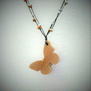 Κολιέ - πεταλούδα - δώρο, μακριά, ξύλινα κοσμήματα - 4