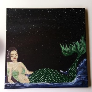 Sirena... - ζωγραφισμένα στο χέρι, πίνακες & κάδρα, ακρυλικό, γοργόνα, πίνακες ζωγραφικής - 2