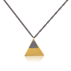 Μακρύ τρίγωνο κολιέ με αλυσίδα σε χρυσό και μαύρο - charms, ορείχαλκος, μακριά, επιχρυσωμένο στοιχείο