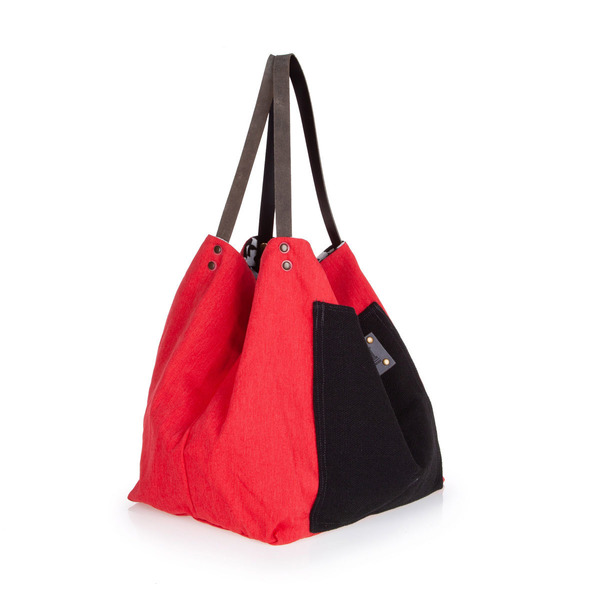 Χειροποίητη τσάντα ώμου oversized διπλής όψης - ύφασμα, ώμου, διπλής όψης, γεωμετρικά σχέδια, χειροποίητα, all day, must αξεσουάρ - 2