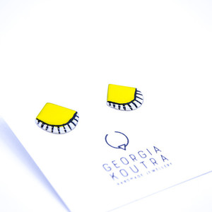 Geometric stud earrings with colours - αλπακάς, καρφωτά, Black Friday